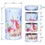 7 inch 3 Tier Stacking Tinplate Jars, Round Pillar Unicorn Jar Candy Box Storage Can, Also For Stationery, Small Party Favors,and Gifts Storage