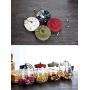 Glass sugar bowl with Lids,Condiment Jar Spice Container, Cork and Cloth Cover,20oz 600ML (Red)