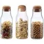 Danmu 3Pcs a Set 650ml / 22oz Glass Jars Glass Storage Jars Food Storage Jars Airtight Wood Lids Tea Coffee Bean Jar Cookies Flour Sugar Candy Spice Container