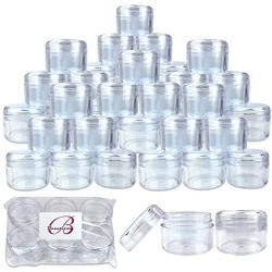 Beauticom 48 Pieces 30 Gram 30 ML (1 Oz) Round Clear Jars with Screw Cap Lid for Storing Travel Toner, Moisturizer, Lotion, Ointments, Salve - BPA Free