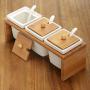 LQQGXLCondiment bottle, jar condiment storage box Spice jar white with lid ceramic sugar jar condiment jar seasoning box set with lid spoon and tray