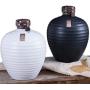 Linshing Ancient Chinese Style Retro Porcelain White Wine Jar Storage Container with Lid 陶瓷白酒坛子 (Black 2.5L capacity)