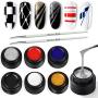 Spider Gel for Nail Art 6 Colors Drawing Gel Nail Polish Set with Painting Brush Soak off Nail Art Design Gel Paint Drawing Gel for Line Wire