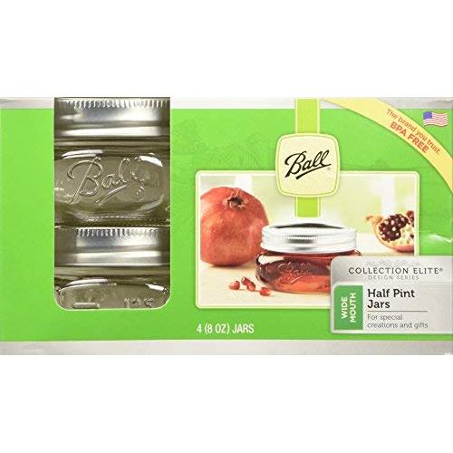 Ball Mason Wide Mouth Half Pint Jars - 8oz - 4 Jars Per Box