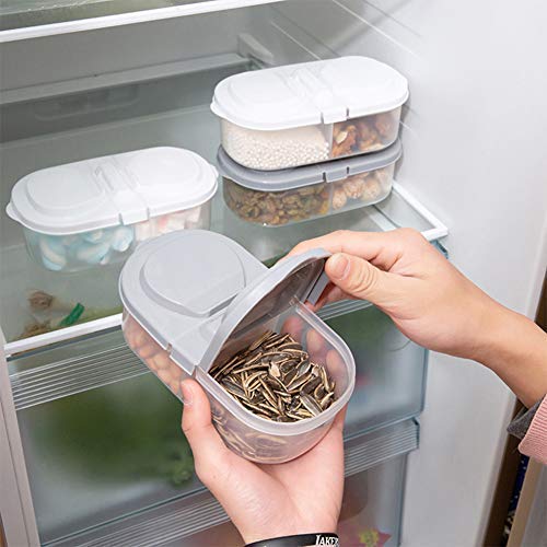 YXTHON Multi-Function Kitchen Refrigerator Plastic Lunch Storage Jar Household Fruit Box Double-Grid Covered Kitchen Food Multi-Grain Sealed Cans 6Pcs