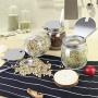 BESTONZON Seasoning box sugar bowl with lid and spoon glass salt pot pepper storage jar - 2pcs