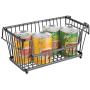 mDesign Modern Farmhouse Metal Wire Household Stackable Storage Organizer Bin Basket with Handles, for Kitchen Cabinets, Pantry, Closets, Bathrooms - 12.5