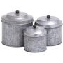 Deco 79 Galvanized Metal Canister, 8 by 7 by 6-Inch, Set of 3