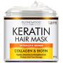 Keratin Hair Mask - Made in USA - Best Natural Biotin Keratin Collagen Treatment for Dry & Damaged Hair - Professional Collagen Hair Vitamin Complex for Hair Repair, Nourishment & Beauty - 8 oz