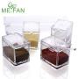 ME.FAN Clear Seasoning Rack Spice Pots - 4 Piece Acrylic Seasoning Box - Storage Container Condiment Jars - Cruet with Cover and Spoon