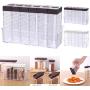 GrayGraygood Clear Seasoning Rack Spice Pots 6pcs Transparent Seasoning Storage Box 2 Way Open Condiment Jar Storage Container with Tray