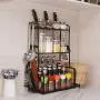 3-stufige Gewürzregal LITTLE TREE Küchen- und Badezimmer-Oberflächenablage Organizer Edelstahl Gewürzflaschen-Behälter-Regalhalter mit verstellbaren Regalen