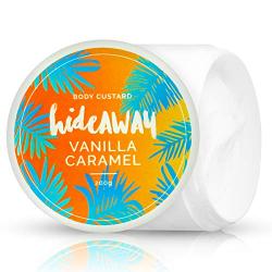 HideAWAY Whipped Body Custard - Creamy Skin Moisturizer that Smells Amazing - Shea Butter, Cocoa Butter, Almond Oil - Vanilla Caramel 200g (7oz)