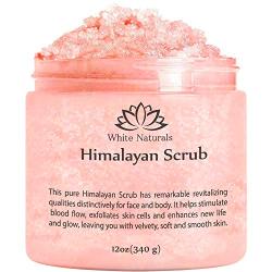 White Naturals Pure Himalayan Salt Scrub - Exfoliating Body Scrub for Soft and Healthy Skin - Pink Himalayan Salt Face Scrub Removes Dead Skin Cells - Natural Foot Scrub Exfoliation Products - 12oz