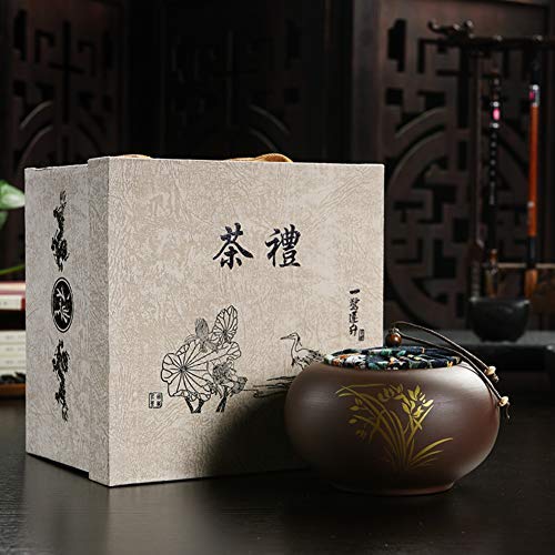 Exquisite Tea tin,Ceramic Sealed Tea storage jars For Spices Coffee Nuts Cereal Gift box-E