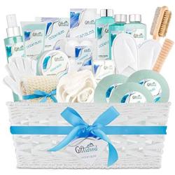 Ocean Bliss Extra Large Spa Bath Gift Basket,Great Christmas Gift, Includes 3 Bath Bombs, Shower Gel, Bubble Bath, Lotion, Scrub, Pumice Brush, Glass Candle, Slippers, Massage Stick & 5 More Items