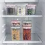 HOMELUNY Set of 4 Home Airtight Plastic Food Jars Clear Food Jars Cereal Storage Container Jars Storage Containers for Candy, Cookie, Rice, Sugar,Flour,Snacks Keeping Food Dry & Fresh Pink 700ML