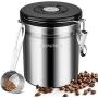 KINCREA Coffee Canister, Airtight Coffee Container with Scoop, CO2 Vent Valve and Date Tracker Wheel,Large Stainless Steel Container Keep Beans and Ground Coffee Fresh Longer