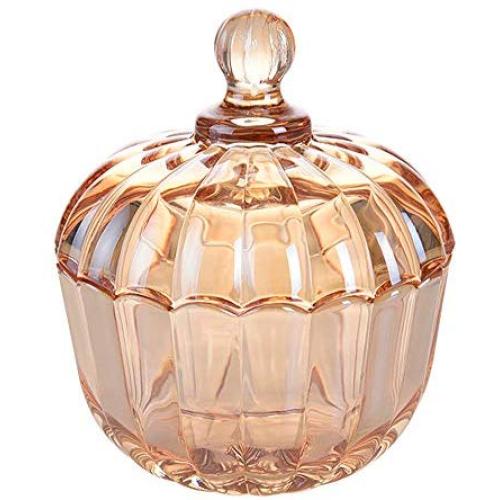 FUYU Pumpkin Glass Candy Jar Snack Box Glass Storage Jar with Lid