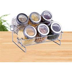 Glass Storage Containers - Cooking Seasoning Bottle Stand Spice Jars Kitchen Storage Rack Gravy Boats Food Container Kitchen Tools Saving Space Accessories