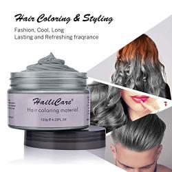 Silver Gray Temporary Hair Dye Wax 4.23 oz, HailiCare Instant Colored Hair Color Wax, Natural Hair Pomades Hairstyle Cream Coloring Clay for Men and Women Party, Festival, Cosplay & Halloween