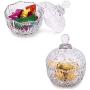 Glass Jar Embossed Candy Bowl with Lid, Crystal Lid Storage Tank, for Wedding Promotion, Set of 2 (Diameter: 4.2 Inches)