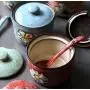 123Arts Ceramics Retro Flower Sugar Salt Pepper Storage Jar Seasoning Pot with Lid And Spoon 123Arts Ceramics Retro Flower Sugar Salt Pepper Storage Jar Seasoning Pot with Lid And Spoon