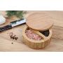 Lilys Home 2-in-1 Round Bamboo Container, Divided Spice Holder, Salt and Pepper Wooden Box with Magnetic Lock