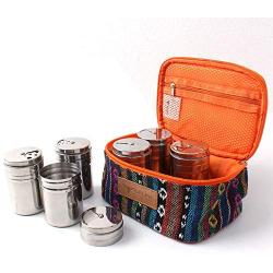 Portable Packing Bag- Stainless Steel Spice Containers Salt Sugar Pepper with Rotating Cover - Ideal Spice Tins for Indoor Kitchen Cooking and Outdoor Barbecue Camping Picnic