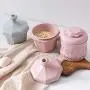 Kitchen Food Storage Jar Airtight Food Storage Kitchen Glass Jar Moisture-Proof Home Multi-Purpose Jam Bottle Cruet Plastic Grain Seal Cans, (Color : Pink Hexagon)