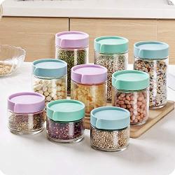 1Pcs Kitchen Glass Sealed Jars With Lid Cereals Snacks Storage Tank Milk Powder Candy Cookie Container Storage Bottle,400Ml-Purple