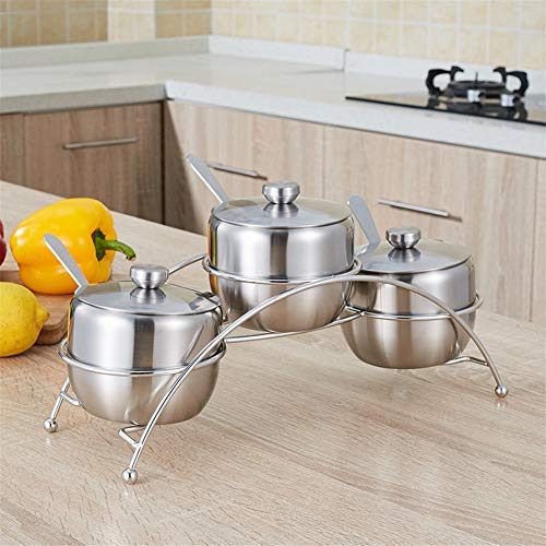 WLIXZ Kitchen Seasoning Containers Set with 3 Serving Spoons, for Spice Jar Salt Pepper Sugar, Storage Organizers