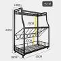 3-Tier Spice Rack,Organizer Rack,Bathroom Countertop Organizer Kitchen Cupboard Condiments Spices, Herbs,Jar,Bottle Standing Storage Organizer, Non-Slip Mat (Color : Black, Size : 35 x 18 x 41 cm)