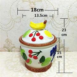 Chinashow Vintage Storage Jars Cookie Jar with Lid - Ceramic Candy Jar Tea Storage Tins Storage for Flour, Sugar, Tea, Coffee, Cookies and Candies Banana and Coco