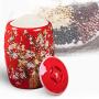 Großes Lebensmittel-Behälter-Haushaltsreis-Korb, Küchen-Reis-Aufbewahrungsbox, 5kg Fassungsvermögen, Keramik-Reis-Behälter mit Deckel, Weihnachtsgeschenk (Farbe: Rot, Größe: 33,5 x 24 cm)