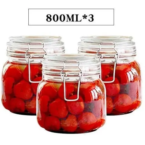 Yl Ly Quadratischer Glasbehälter mit Versiegelung für Zitronen, Maracuja, Honig, Flasche, transparente Lebensmittelbehälter, Milchpulver, Süßigkeiten-Set, 800ml