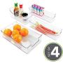 mDesign Kitchen, Pantry, Refrigerator, Freezer Storage Organizer Bins - Set of 4, Clear