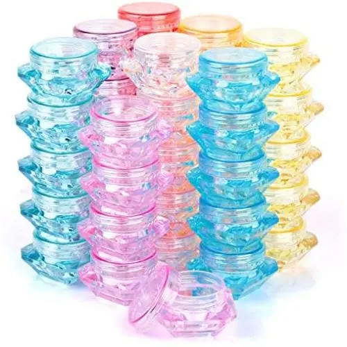 40 Stück Kosmetikbehälter, HNYYZL 3g Probenbehälter Kunststoff Reisegläser für Lidschatten, Nagellack, Pulver, Schmuck, Ohrringe, Lotion, Creme, Make-up Lagerung (8 Farben, 3 ml)