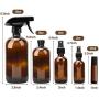 Glass Spray Bottle Kits, BonyTek Empty 4 10 ml Roller Bottles, 8 Amber Essential Oil Bottle(16oz,8oz,4oz,2oz) with Labels for Aromatherapy Cleaning Products