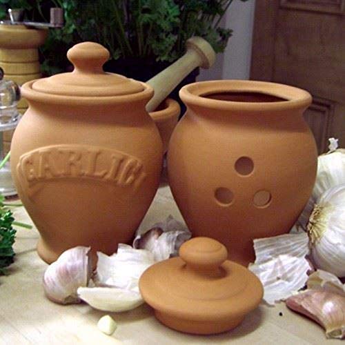 Weston Mill Pottery Terracotta Garlic Pot Garlic Cellar Keeper Storage Made in the UK