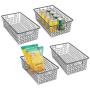 mDesign Modern Farmhouse Metal Wire Storage Organizer Bin Basket with Handles for Kitchen Cabinets, Pantry, Closets, Bedrooms, Bathrooms - 16.25" Long, 4 Pack - Graphite Gray