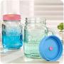 4Pcs Assorted Color Mason Jar Lids Cover Drinking Bottle Lid with Plum Plug Straw Holes Rust Resistant 7cm Diameter Canning Caps