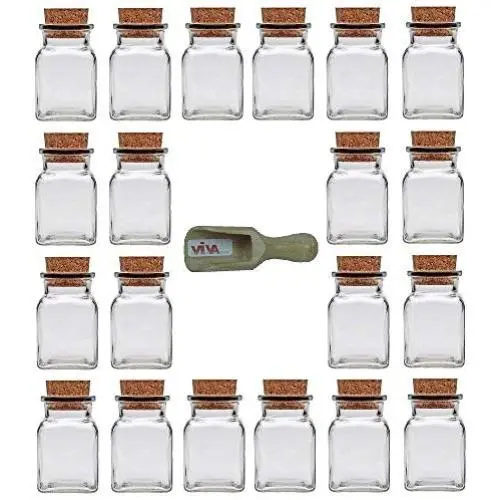 Récipients de cuisine Viva 6 pièces de 150 ml avec bouchons en liège, pour épices, sel, cadeaux, etc. et cuillère à épices en verre, 150 ml Récipients de cuisine Viva 6 pièces de 150 ml avec bouchons en liège, pour épices, sel, cadeaux, etc. et cuillère à épices en verre, 150 ml