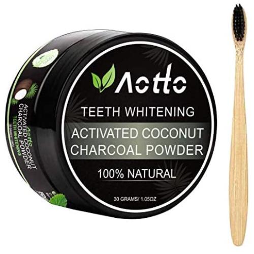 Aotto Activated Charcoal Natural Teeth Whitener Teeth Whitening Charcoal Powder No Hurt on Enamel with Bamboo Brush