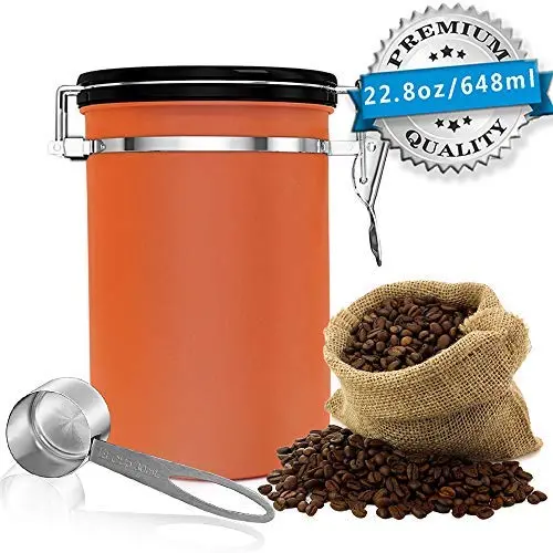 Contenant à Café, Récipient de Rangement Hermétique avec Cuillère, 1,5 LB de Café Fraîche pour une Portion Facile, Support en Acier Inoxydable, Coffre à Vide CO2 Valve, 680 ml (Orange Grand) Contenant à Café, Récipient de Rangement Hermétique avec Cuillère, 1,5 LB de Café Fraîche pour une Portion Facile, Support en Acier Inoxydable, Coffre à Vide CO2 Valve, 680 ml (Orange Grand)