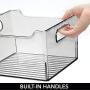 mDesign Plastic Kitchen Pantry Cabinet, Refrigerator or Freezer Food Storage Bin with Handles - Organizer for Fruit, Yogurt, Snacks, Pasta - BPA Free, 10" Long, 4 Pack - Smoke Gray