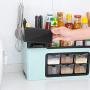 dna18729nd Seasoning Bottle Storage Box Kitchen Knife Brush Jar Spoon Organizer Holder Case,Durable, Large Capacity, Kitchen Accessories Organizer Blue