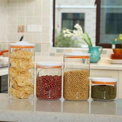 Food Storage Jars - 1pcs 600ml 2200ml Glass Sealed Cans Food Storage Jar Spice Teas Beans Candy Preservation Bottle - Airtight Plastic Freezable Lids Storage Seal Tool Opening Square Jars Large B