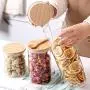 WANGLXST Food Storage Container Set, Clear Glass Jars Airtight Canister Kitchen with Bamboo Lids, for Candy, Cookie, Rice, Sugar, Flour, Pasta, Nut, Transparent WANGLXST Food Storage Container Set, Clear Glass Jars Airtight Canister Kitchen with Bamboo Lids, for Candy, Cookie, Rice, Sugar, Flour, Pasta, Nut, Transparent