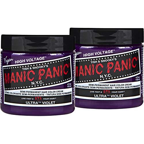 Manic Panic Ultra Violet Haarfarbe – Classic High Voltage - (2er-Pack) Semi-Permanenter Haarfarbe – Kühle, Blauton-Violette Nuance – Vegan, PPD & Enthaarfrei – Für Damen & Herren